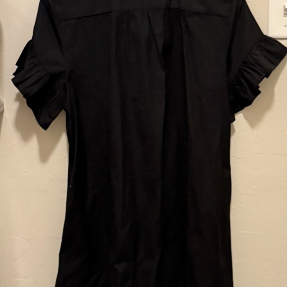 J. Crew Ruffle-hem shirtdress in cotton poplin in black - Size small - Picture 4 of 5